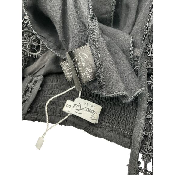 Charo Ruiz 'Elodie' Black Cotton Guipure Lace-Trimmed Cotton-Blend Voile Mini - Picture 4 of 4